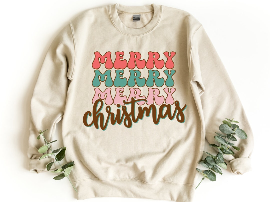 Merry Merry Merry Christmas Sweatshirt, Family Christmas Pullover, Gift