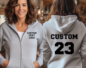 Custom Zip Up Hoodie, Custom Logo Hoodie, Personalized Text SweatShirt, Team Logo Zip Up Hoodie, Personalized Hoodie, Your Text Hoodie