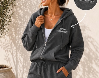 Embroidery Bridal Party Lounge Set: Personalized Hoodie and Shorts ( Embroidered Custom Text )