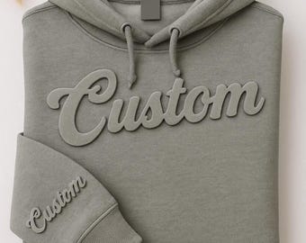 Personalized Puff Print Sweatshirt - Custom 3D Raised Text Hoodie, Embossed Lettering Gift