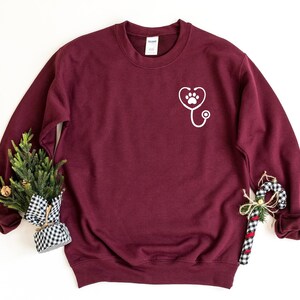 Stethoscope Paw Pocket Sweatshirt, Veterinarian Sweater, Vet Tech Sweater, Veterinarian Gift, Customize Vet Gifts, Personalize Vet Tech Gift image 6