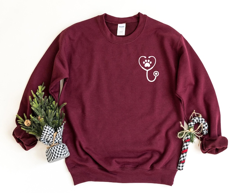 Stethoscope Paw Pocket Sweatshirt, Veterinarian Sweater, Vet Tech Sweater, Veterinarian Gift, Customize Vet Gifts, Personalize Vet Tech Gift image 6