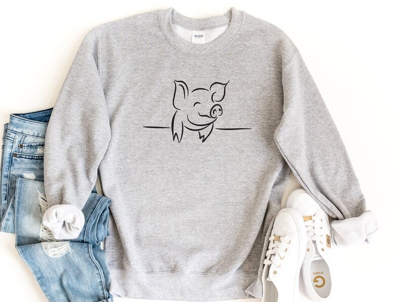 Pig Sweatshirt, Pig Lover Gift, Pig Sweater, Pig Gifts, Farm Sweatshirt, Pig Oversize Sweatshirt, Pig Crewneck image 6