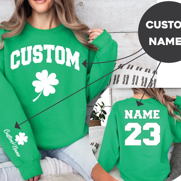 Custom Shamrock Sweatshirt, Personalized Collage Name St Patrick's Day Sweatshirt, Irish Drinking Shirt, Parade Shirt, Toddler, Youth, Women