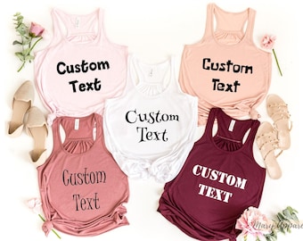 Custom Women's Flowy Racerback Tank Top – Personalized Workout Tank, Bridesmaid Gift, Custom Text Tank, Yoga Shirt, Summer Activewear