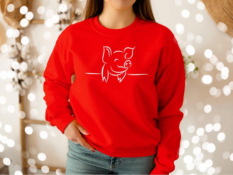 Pig Sweatshirt, Pig Lover Gift, Pig Sweater, Pig Gifts, Farm Sweatshirt, Pig Oversize Sweatshirt, Pig Crewneck image 5