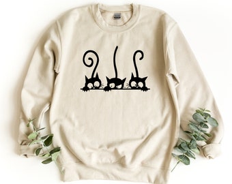 Cat Sweatshirt, Cat Lover Gift, Cat Lover Crewneck Sweater, Pet Lover Pullover, Cute Cats Sweater,   Cat Sweatshirt