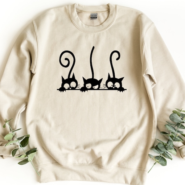 Cat Sweatshirt, Cat Lover Gift, Cat Lover Crewneck Sweater, Pet Lover Pullover, Cute Cats Sweater,   Cat Sweatshirt