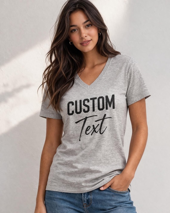 Custom V-Neck Shirt - Add Your Own Logo or Text