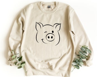 Sudadera de cerdo lindo sueter de cerdo sudadera de cuello redondo de granja regalo de amante de los cerdos cerdo divertido sudadera amante de