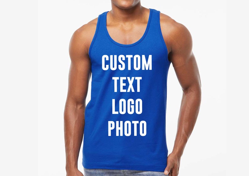 Custom Text Tank Top for Men, Women, Personalized Tank Top, Custom Design, Custom Bachelorette Tank Top, Front Back Print image 1