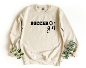 Fußball-Mädchen Sweatshirt, Fußball-Pullover, Mädchen Pullover, Fußball-Geschenk für Mädchen, Fußball-Liebhaber-Mädchen-Geschenk, Sport-Crewneck, Fußball-Geschenk