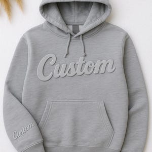 Sweat-shirt personnalisé à imprimé bouffant - Sweat à capuche personnalisé avec texte en relief 3D, cadeau avec lettrage en relief, pull confortable avec texte personnalisé