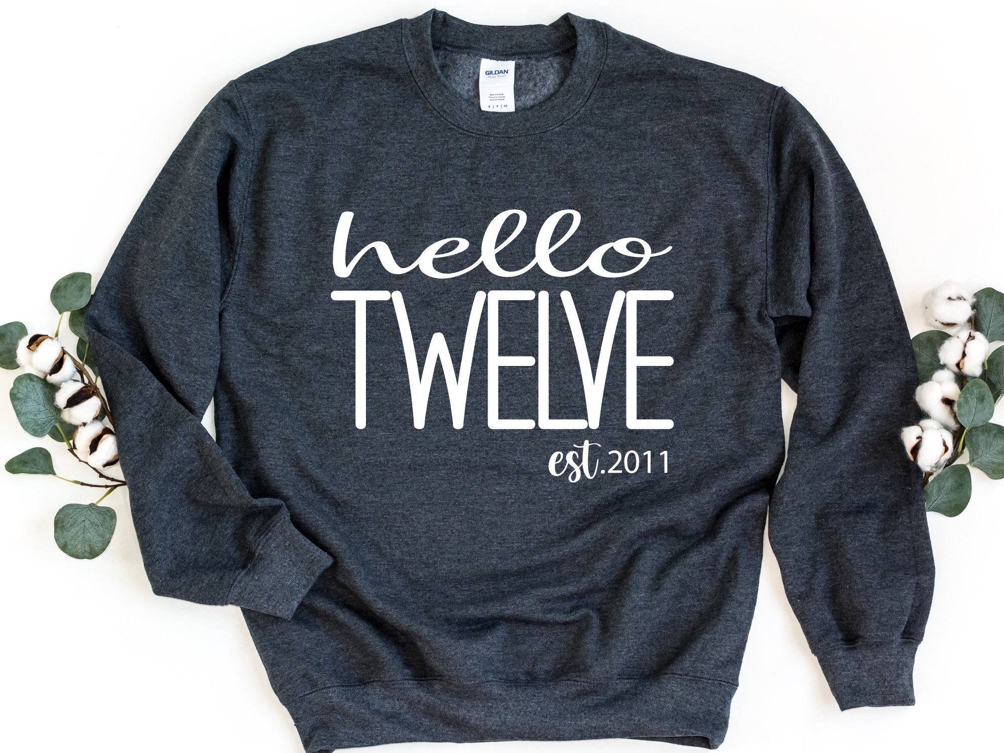 Hello Twelve Sweatshirt 12nd Birthday Sweatshirt Hello 12 