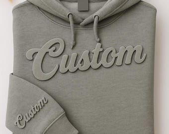 Felpa con stampa personalizzata a rilievo - Felpa con cappuccio personalizzata con testo in rilievo 3D, regalo con scritta in rilievo