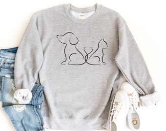 Cat Dog Lover Sweatshirt, Cat Lover Gift, Dog Lover Gift, Dog Lover Crewneck, Cat Dog Pullover Sweatshirt, Animal Lover Sweater