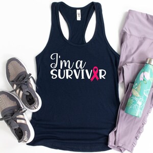 Breast Cancer Awareness Tank Top, I'm A Survivor Tank Top, Women's Racerback Tank Top, Cancer Fighter Shirt, Pink Ribbon Tank Top image 5