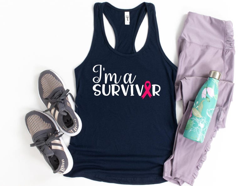 Breast Cancer Awareness Tank Top, I'm A Survivor Tank Top, Women's Racerback Tank Top, Cancer Fighter Shirt, Pink Ribbon Tank Top image 5