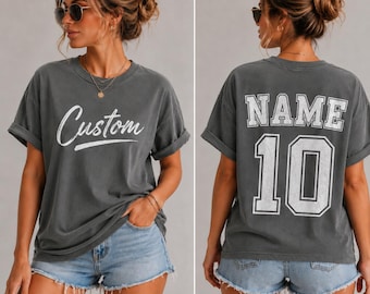 Personalized Name and Number Tee, Custom Team Shirt, Game Day Shirt, Custom Comfort Colors Shirt