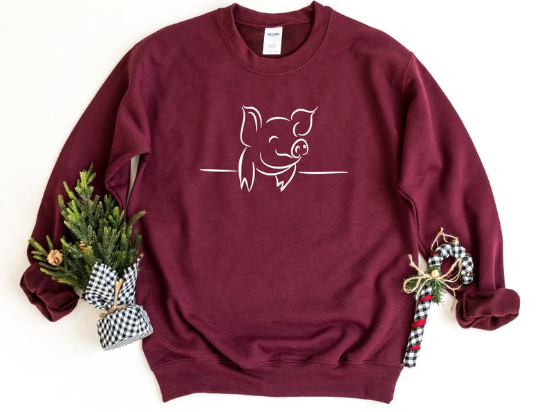 Pig Sweatshirt, Pig Lover Gift, Pig Sweater, Pig Gifts, Farm Sweatshirt, Pig Oversize Sweatshirt, Pig Crewneck image 4
