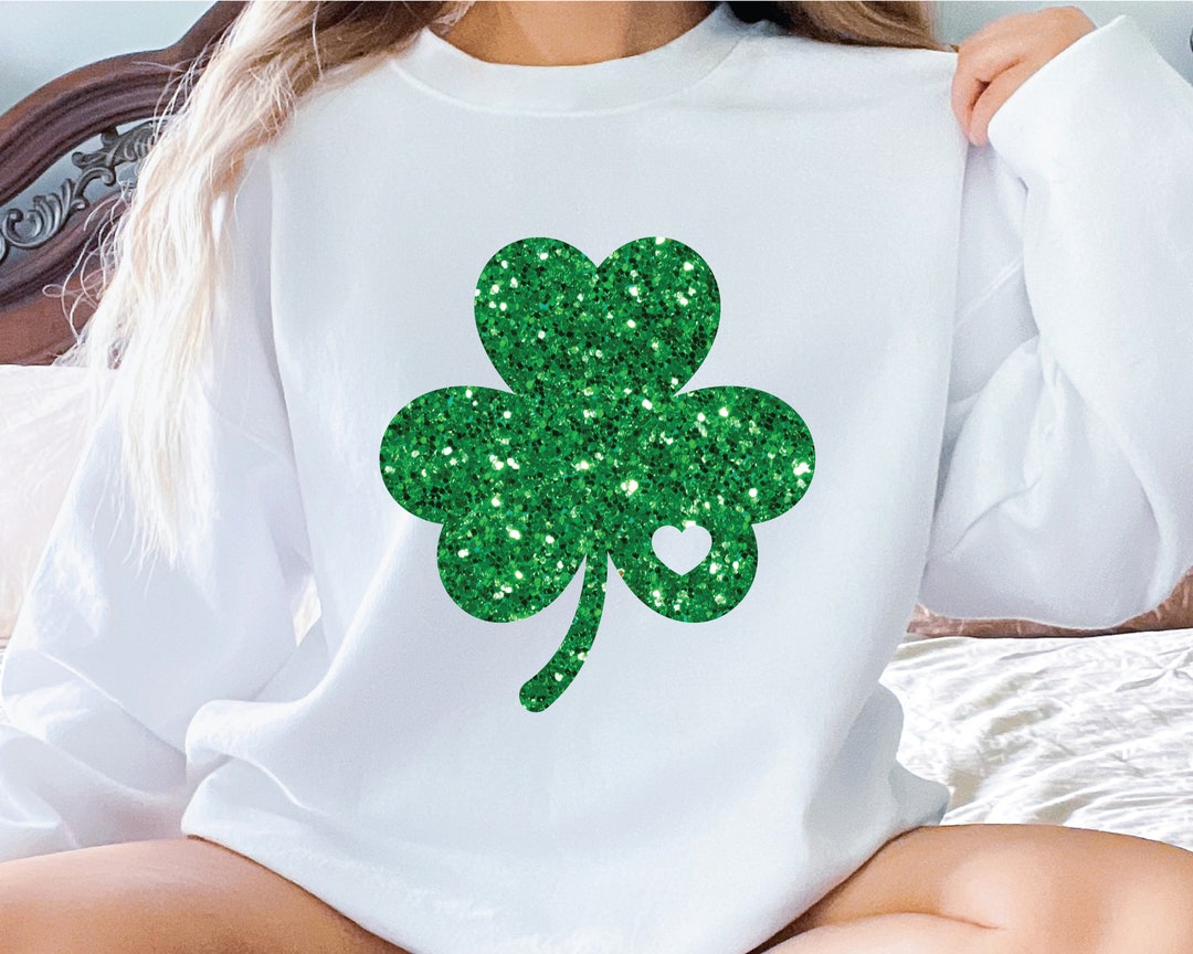 Four Leaf Shamrock Sweatshirt, Lucky Clover Sweatshirt, St. Patrick's ...