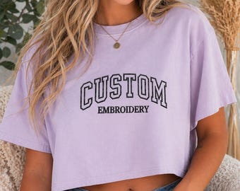 Embroidered Logo - Text, Personalized Comfort Crop Top (Women's S-2XL)