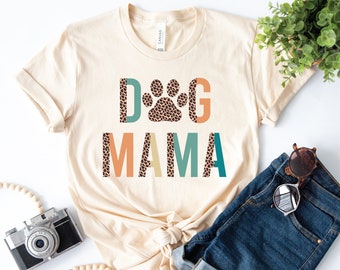 Dog Mama Shirt,  Retro Dog Mom Tshirt, Dog Mom Gift, Fur Mama Shirt, Dog Lover Gift, Dog Owner, Mothers Day Gift, Leopard Dog Mama