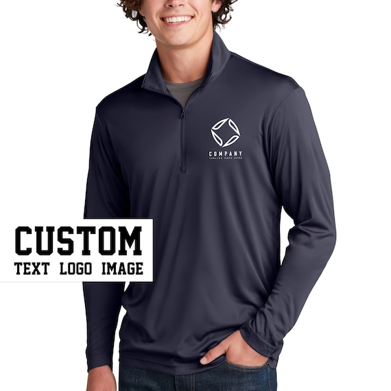 Custom Logo Quarter Zip – Performance Fit Sweatshirt, Moisture-Wicking, Great for Company or Team Uniforms