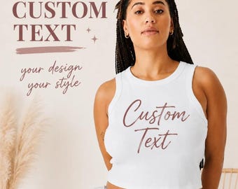 Custom Text Tank Top: Racer Tank Crop Style (Micro Ribbed, Women’s)