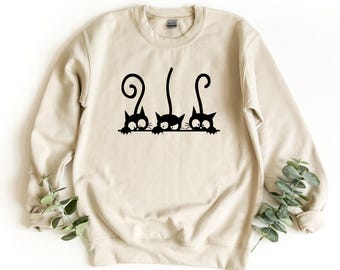 Cat Sweatshirt, Cat Lover Gift, Cat Lover Crewneck Sweater, Pet Lover Pullover, Cute Cats Sweater,   Cat Sweatshirt