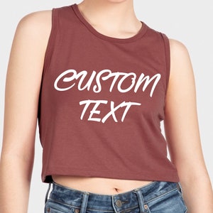 Custom Text Crop Tank Top, Personalized Tank Top, Your Design Here Tank Tops, Woman Racerback Tank Tops, Personalized   Tank Top