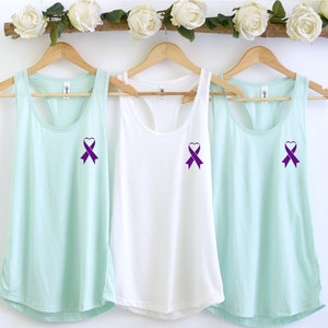 Epilepsy Ribbon Tank Top, Epilepsy Awareness Racerback Tank Top, Purple Ribbon Tank Tops, Epilepsy Warrior, Epilepsy Shirt, Woman Tank Top