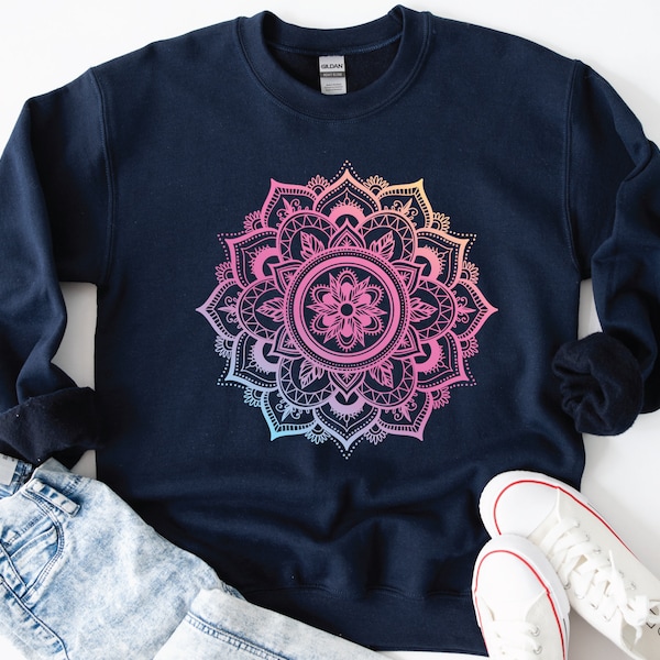 Mandala Sweatshirt,  Spiritual Crewneck Sweater, Meditation Sweatshirt