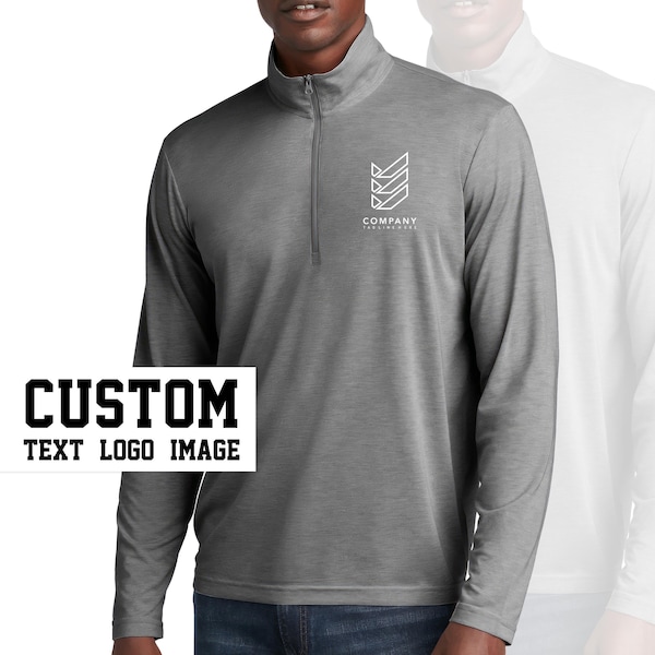 Sudadera con cremallera de un cuarto que absorbe la humedad, personalizada con logotipo, sudadera de alto rendimiento, corte atlético, ropa corporativa y de equipo.