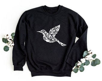 Floral Bird Sweatshirt, Bird Crewneck Sweatshirt, Animal Lover Sweater, Floral Pullover, Bird Lover Gift, Animal Gift