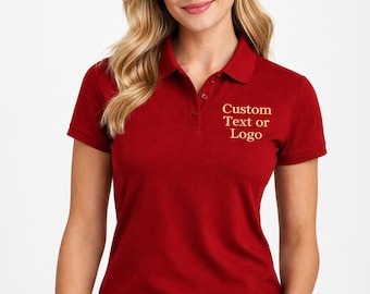 Custom Embroidered Women's Polo Shirt: Logo or Text for Business & Golf