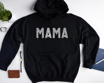 Mama Hoodie, Gray Glitter Sparkly Mama tee, Mother's Day Gift, Gift For Mama, Mother Love, Gift For Wife, Best Mama, Vinyl Gray Glitter