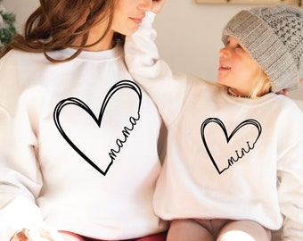 Mama Mini Swearshirt, Mama Crewneck Sweater, Mini   Sweatshirt, Matching Mother Daughter Crewneck, Mommy And Me Pullover Sweatshirt