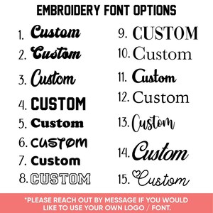 Embroidery font options