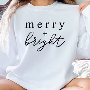 Felpa allegra e luminosa, maglione di Natale, allegra e luminosa, pullover natalizio, felpa girocollo allegra e luminosa, regalo per Natale