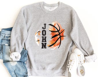 Custom Basketball Sweatshirt, Basketball Personalized Sweater, Basketball Crewneck Sweatshirt, Basketball Player Gift, Basketball Team Gifts