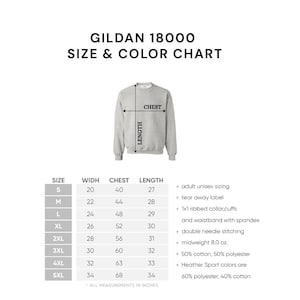 a diagram showing the size and color of a sweatshirt