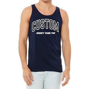 Custom jersey tanktop, gepersonaliseerde uniseks jersey tanktop voor mannen, vrouwen, vrijgezellenteam jersey tanktop, custom ontwerp