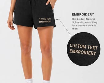 Custom Embroidered Fleece Shorts, Personalized Logo Shorts, Matching Family Shorts