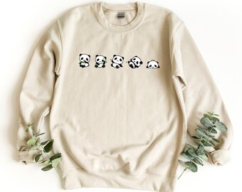Panda Roll Sweatshirt, Oversize Panda Lover Sweater, Unisex Cute Panda Sweatshirt, Gift For Panda Lover, Adult     Woman Pullover