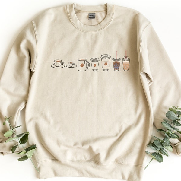 Coffee Sweatshirt, Coffee Lover Sweat, Coffee Bean Pullover, Iced Latte Crewneck Sweater, Coffee Cup Sweatshirt, Coffee Addict Pullover