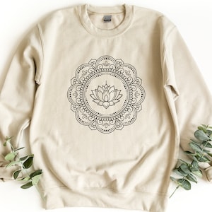 Mandala Sweatshirt for Women Men, Boho Spiritual Pullover, Cozy Yoga Meditation Sweater, Artistic Geometric Pattern Top Gift