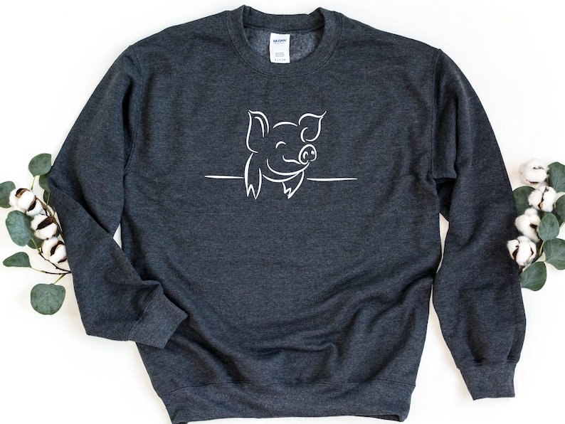 Pig Sweatshirt, Pig Lover Gift, Pig Sweater, Pig Gifts, Farm Sweatshirt, Pig Oversize Sweatshirt, Pig Crewneck image 2