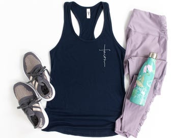 Christliche Tank Tops, religiöses Racerback Tank Top, Glaube Tank Top, spirituelles Shirt, Geschenk für Christen, Vertikales Kreuz Tank, Frau Tank Top