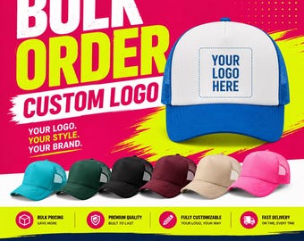 Custom Logo Trucker Hat Bulk Order, Personalized business, team, event, or brand Foam Mesh Cap